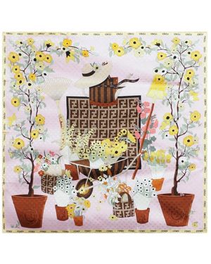 Fendi Accessoires ,Veelkleurig ,Gardening Foulard 90X 90 - Meerkleurig