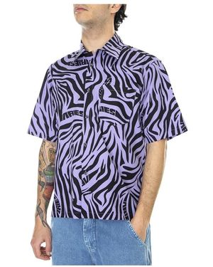 Aries Overhemden ,Veelkleurig ,Katoen Korte Mouw Overhemd Regular Fit - Blauw