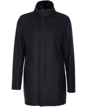Herno Carcoat Van Easy Wool En Light Faux Fur - Blauw