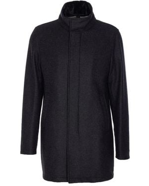 Herno Carcoat Van Easy Wool En Light Faux Fur - Blauw