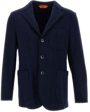 Barena Jassen ,Blauw ,Wol Enkelrijige Blazer