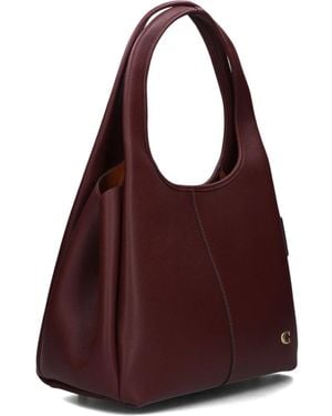 COACH Rote Leder-Schultertasche Lana - Lila