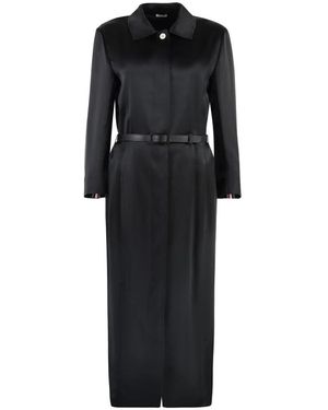 Thom Browne Jassen ,Zwart ,Leer Zijden Leren Shirtdress Met Riem