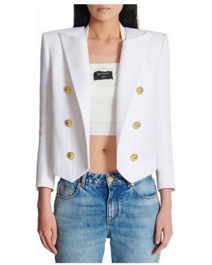 Balmain Jassen ,Wit ,Geknipte Jas Met 6 Knopen