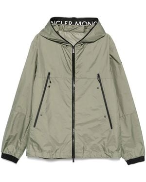 Moncler Grüne Kapuzenjacke Mit Reißverschlusstaschen