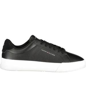 Tommy Hilfiger Premium Leder-Sneakers Mit Elegantem Design - Schwarz