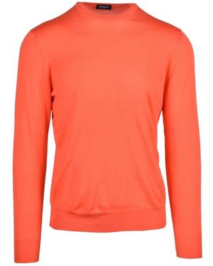 Drumohr Truien & Vesten ,Oranje ,Wol Maglioncino Girocollo