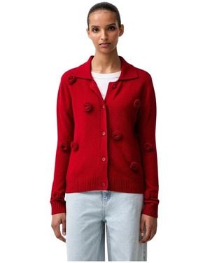 Stine Goya Strickkragen-Cardigan - Rot