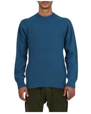 President's Shetlandwolle Rundhalsausschnitt Pullover - Blau