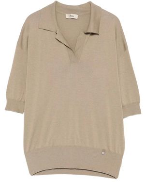 Herno Truien & Vesten ,Grijs ,V-Neck Truien - Naturel