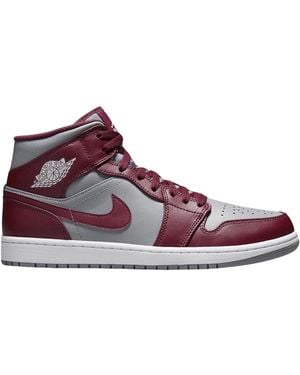Nike Fitness ,Rood ,Leer Air Jordan 1 Mid Team Sneakers - Paars