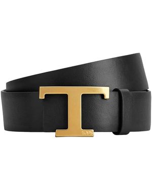 Tod's Accessoires ,Zwart ,Leer T Timeless Reversible Riem