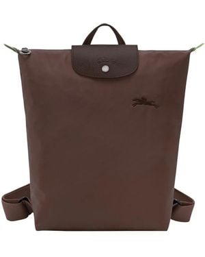 Longchamp Grüner Faltbarer Rucksack Mit Druckknopf - Braun