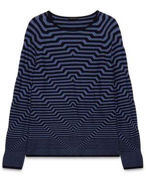 FIORELLA RUBINO Gestreifter Strickpullover Mit Carré-Ausschnitt - Blau