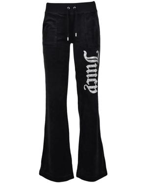 Juicy Couture Broeken ,Zwart ,Polyester Velour Trackpant