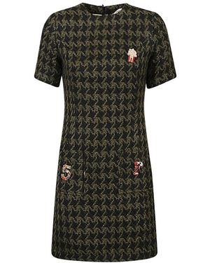 5 PROGRESS Hahnentritt wollmischung kurzes kleid - Schwarz