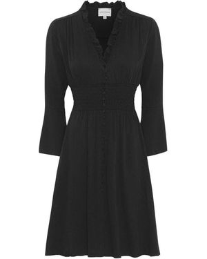 American Dreams Kurzes schwarzes kleid mit smok-bund