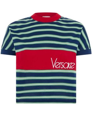 Versace Tops ,Veelkleurig ,T-Shirts - Blauw