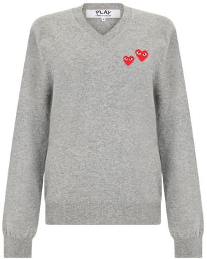 COMME DES GARÇONS PLAY Pullover Mit V-Ausschnitt - Grau