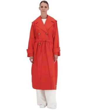Veste Trench Imperméable French Connection En Coton Rouge Canneberge - Taille L, Neuve Avec étiquettes - Style Ceinturé Classique