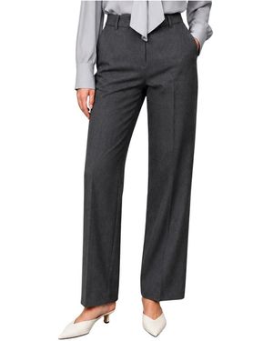 Kocca Broeken ,Zwart ,Leer Pantalons Met Rechte Pijpen En Hoge Taille - Grijs