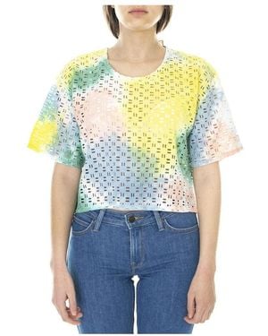 Obey Tops ,Veelkleurig ,Katoen Maglietta Girocollo - Blauw