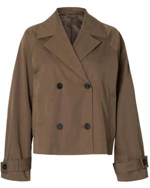 SELECTED Jassen ,Bruin ,Katoen Cilo Korte Trenchcoat - Groen
