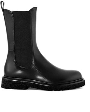 Guglielmo Rotta Schwarze Leder Stiefeletten Elastische Einsätze