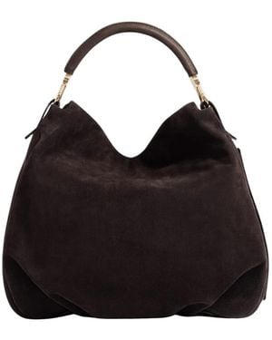 Borbonese Hobo Crosta Scamosciato - Zwart