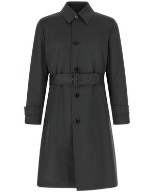 Lardini Jassen ,Grijs ,Wol Geknoopte Trenchcoat - Zwart