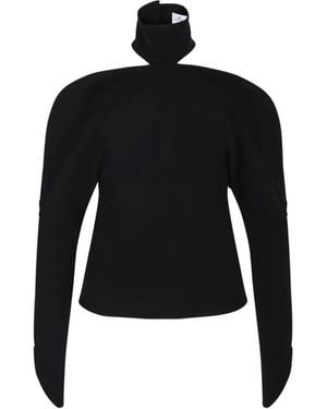 Courreges Schwarzes Mockneck Top Mit Freien Schultern