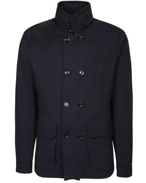 Moorer Double-Breasted Coats - Bleu