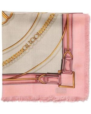 Gucci Seidenschal Kettenmuster - Pink