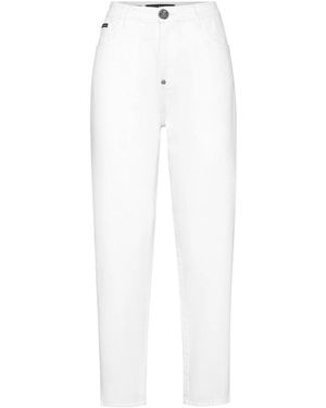 Philipp Plein Denim Mom Fit Hose - Weiß