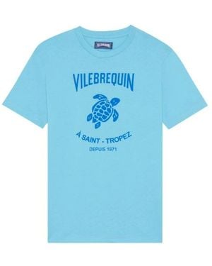 Vilebrequin Baumwoll T-Shirt Regular Fit Kurzarm - Blau