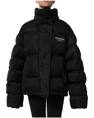 Dolce & Gabbana Jassen ,Zwart ,Polyester Dgvib 3 Geborduurde Puffer Jas