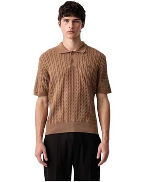 Lacoste Truien & Vesten ,Bruin ,Katoen Classic Fit Kabelgebreide Polo