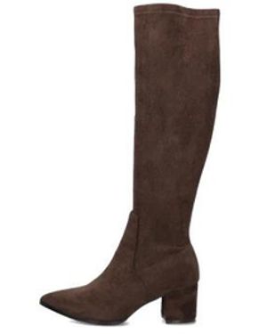 Marloe Braune Wildleder Hohe Stiefel Stilvolles Modell - Weiß