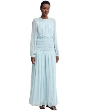Twinset Maxi Jurk Met Verzamelde Bodice - Blauw