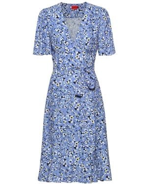BOSS Kleedjes ,Blauw ,Polyester Kerbati-1 Wrap Jurk