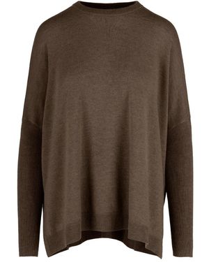 Bomboogie Oversized Trui Met Lange Mouwen Van Merinowol - Bruin
