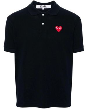 COMME DES GARÇONS PLAY Tops ,Blauw ,Katoen Polo Shirt Met Hartlogo - Zwart