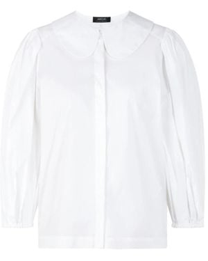 Marc Cain Overhemden ,Wit ,Katoen Blouse Met Volumineuze Mouwen