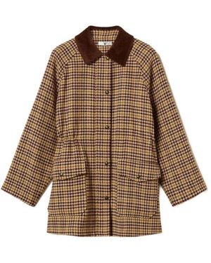Twinset Jassen ,Veelkleurig ,Katoen Houndstooth Parka - Bruin