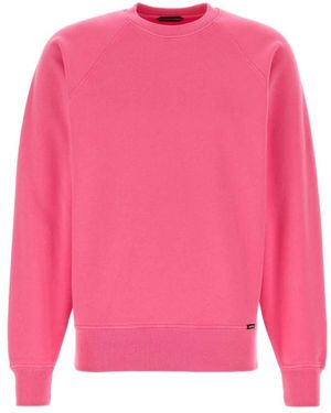 Tom Ford Hoodies & Sweatvesten ,Roze ,Katoen Cotton Crew Neck Sweatshirt