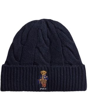 Polo Ralph Lauren Bear Rippstrick-Mütze - Blau
