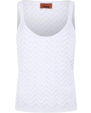 Missoni Stretch Chevron Katoen En Viscose Tanktop - Wit