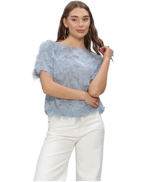 SELECTED Overhemden ,Blauw ,Polyester Slfmyline Ss Boat Neck Top