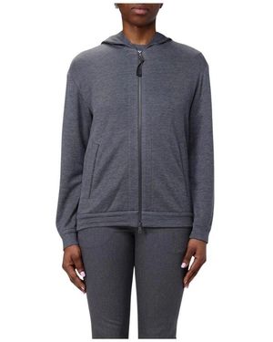 Brunello Cucinelli Graue Zipup Hoodie Mit Lockerer Passform - Blau