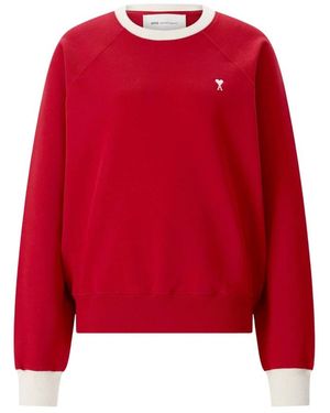 Ami Paris Hoodies & Sweatvesten ,Rood ,Katoen De Coeur Sweatshirt